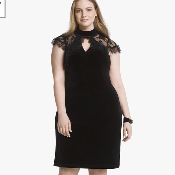 white house black market Dresses & Skirts - WHBM Plus Black Lace Velvet Sheath Dress